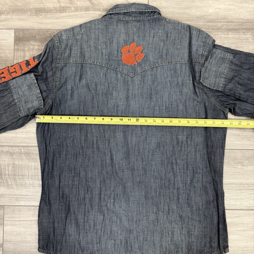 Wrangler Retro Mens‎ Western Pearl Snap Denim Shirt  Clemson Tigers LARGE NWT - Picture 8 of 10